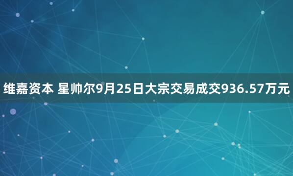 维嘉资本 星帅尔9月25日大宗交易成交936.57万元